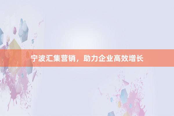 宁波汇集营销，助力企业高效增长